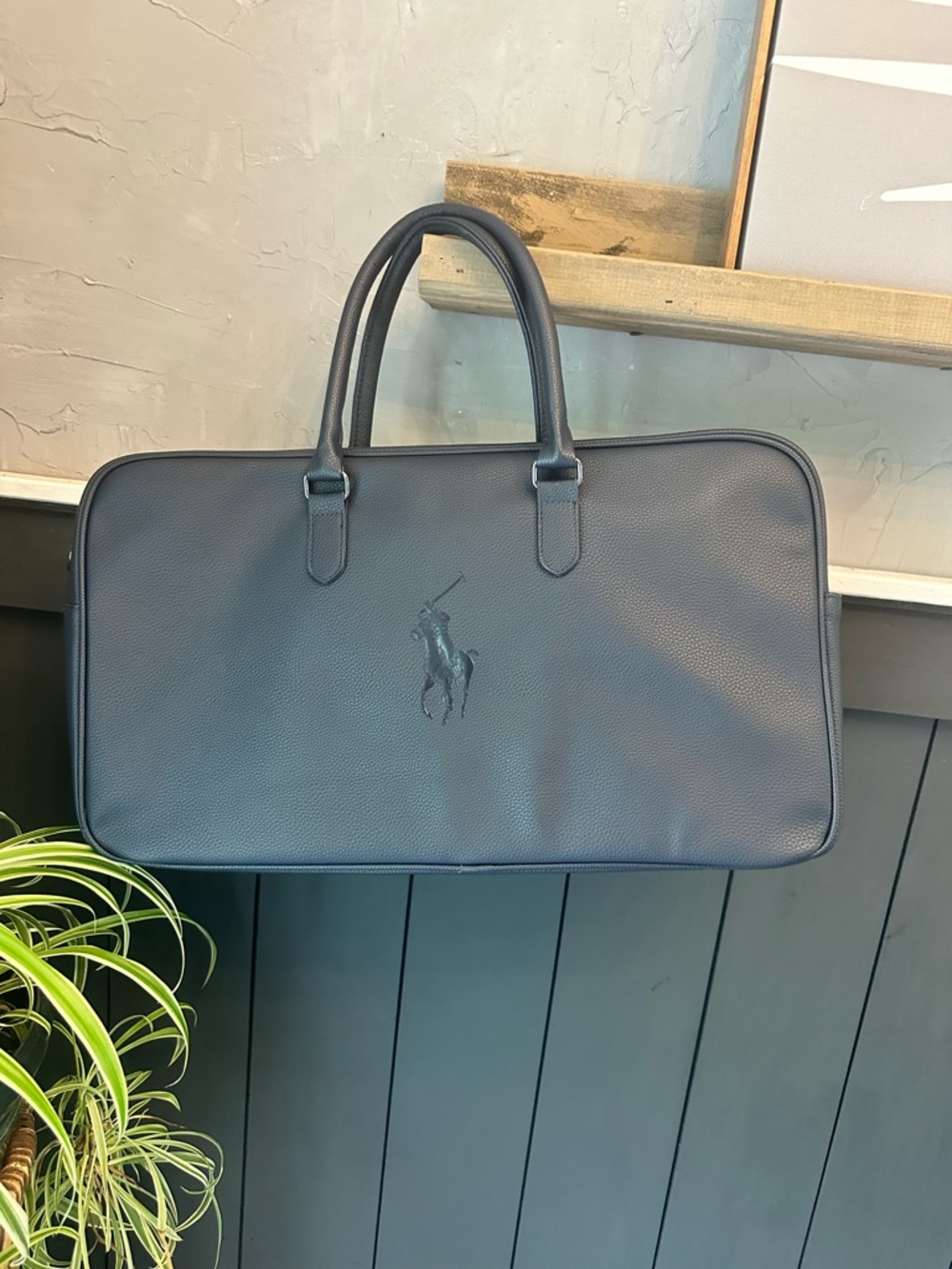 Ralph Lauren Polo Large Navy Duffle Weekender Travel Gym Bag Removable Strap